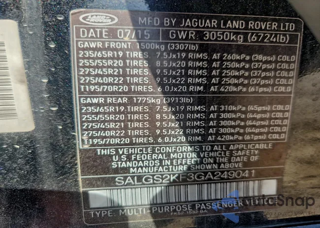 SALGS2KF3GA249041: 97049405