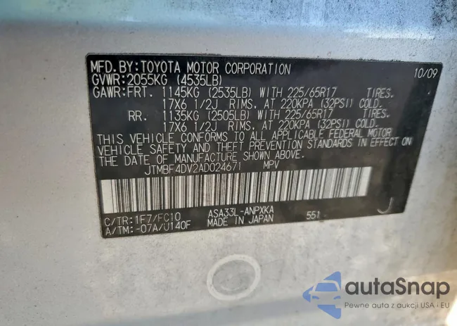 JTMBF4DV2AD024671: 98008655