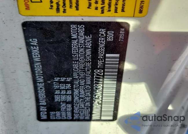 WMWXP5C5XH3B77728: 98562105