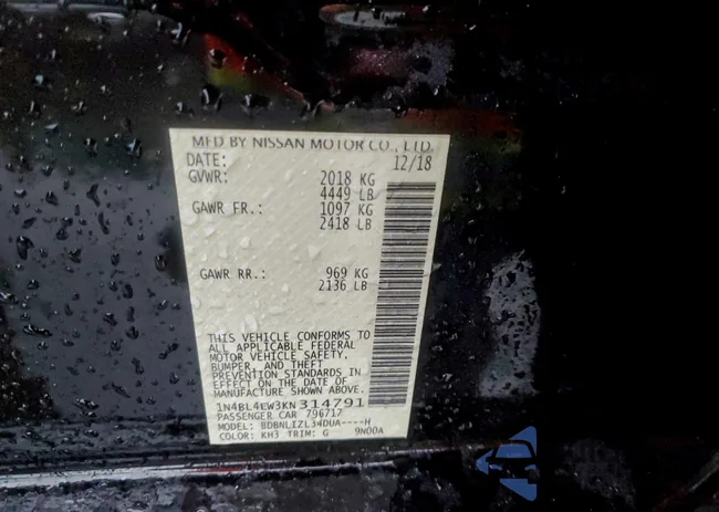 1N4BL4EW3KN314791: 97619925