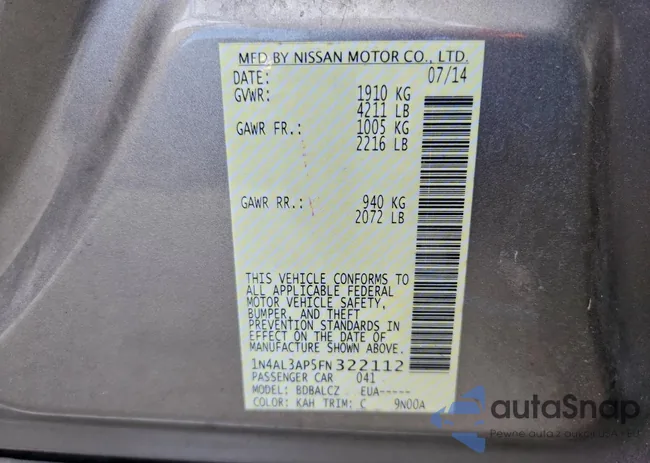 1N4AL3AP5FN322112: 95784085