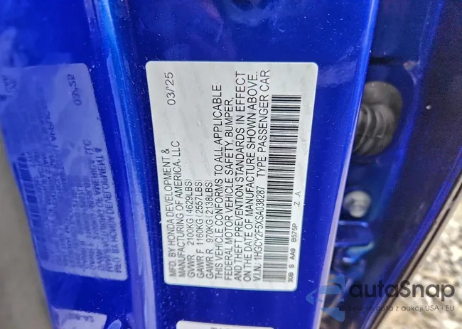 1HGCY2F5XSA038287: 94157465