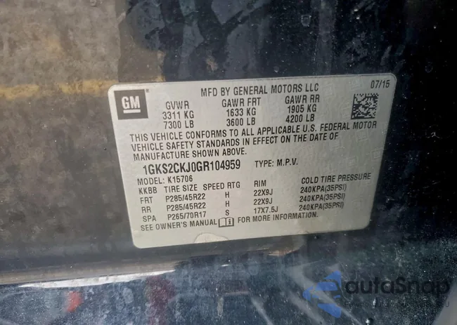 1GKS2CKJ0GR104959: 97420925