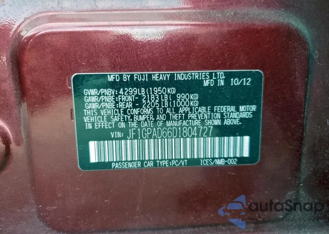 JF1GPAD66D1804727: 95910335