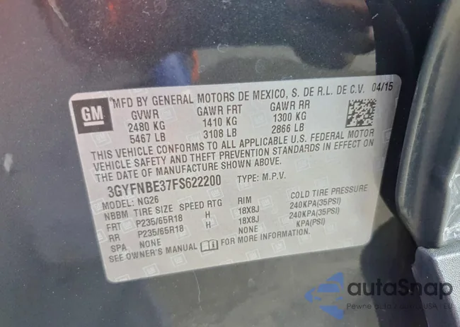 3GYFNBE37FS622200: 96322525