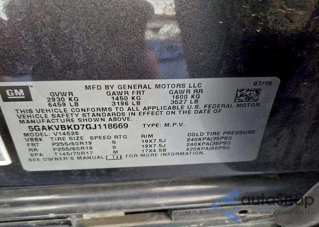 5GAKVBKD7GJ118669: 94578435