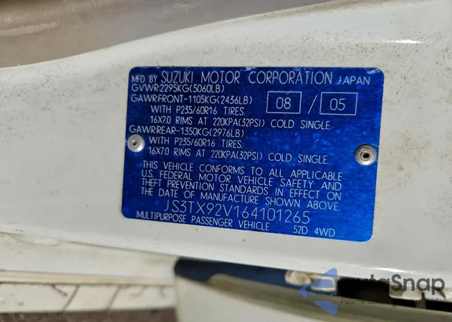 JS3TX92V164101265: 93547705