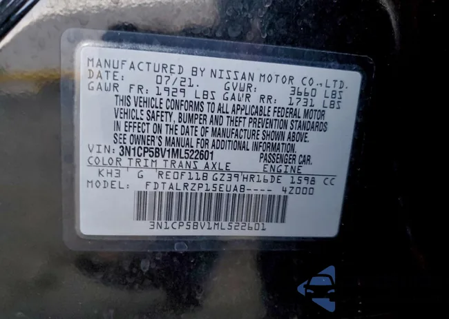 3N1CP5BV1ML522601: 95164125