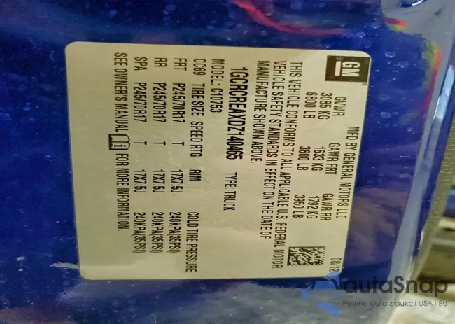 1GCRCREAXDZ140465: 95716445