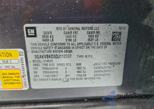 5GAKVBKD3DJ112007: 96769545