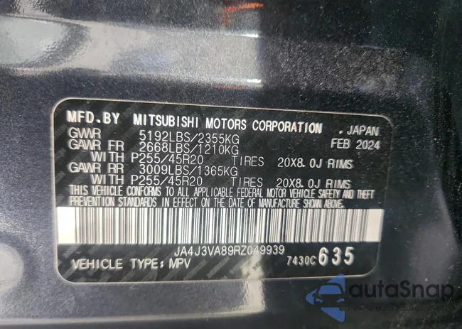 JA4J3VA89RZ049939: 96256265