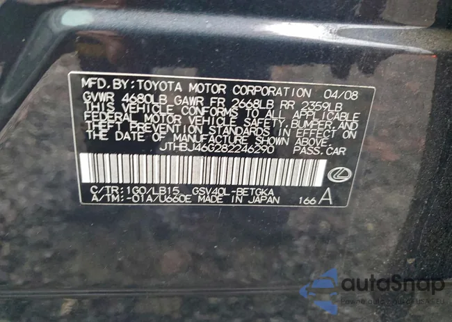 JTHBJ46G282246290: 94785605