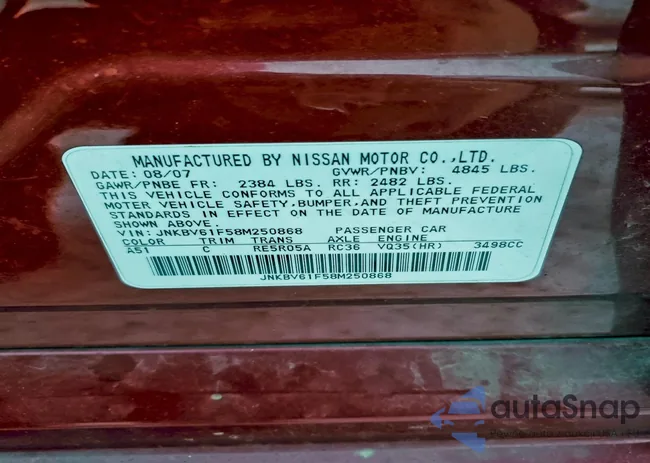 JNKBV61F58M250868: 97088095