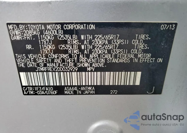 JTMRFREV2DD032929: 97094285