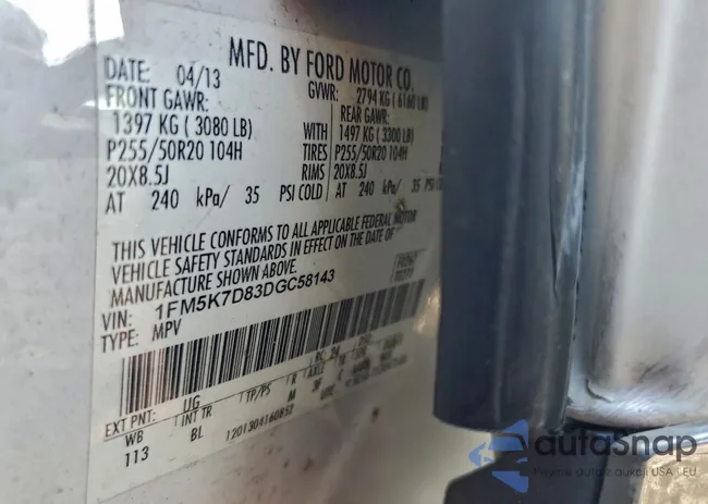 1FM5K7D83DGC58143: 95135065