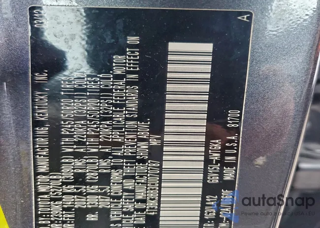 4T3BK3BB3CU070787: 97652665