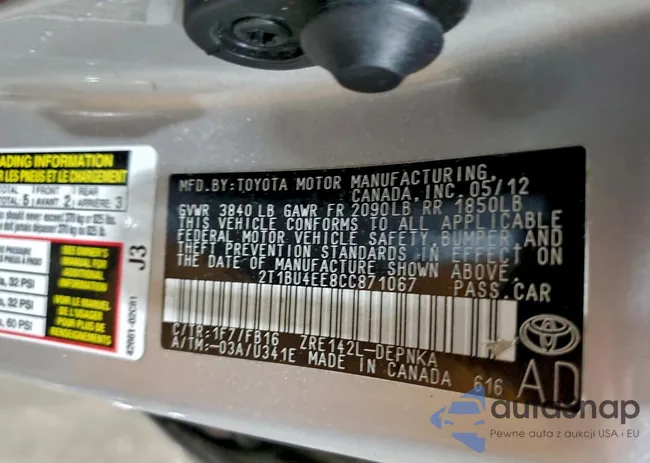 2T1BU4EE8CC871067: 94947655