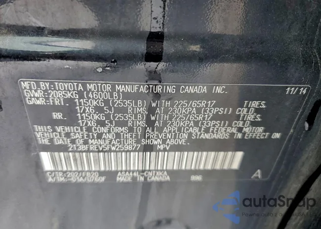 2T3BFREV5FW259877: 94552515