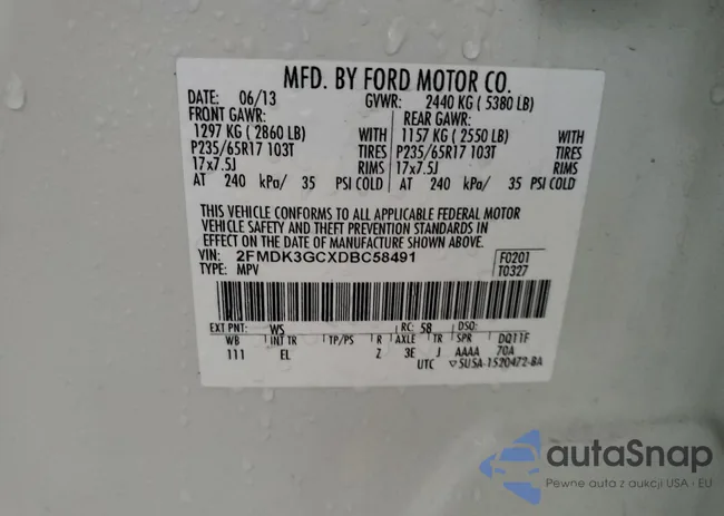 2FMDK3GCXDBC58491: 94987615