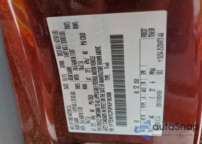 1FTEW1CP3FKF16398: 94440935