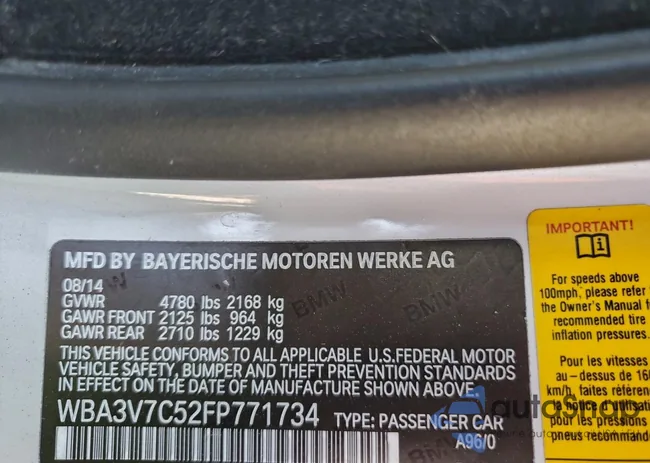 WBA3V7C52FP771734: 99290215