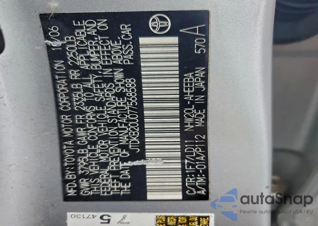 JTDKB20U077568588: 96842565