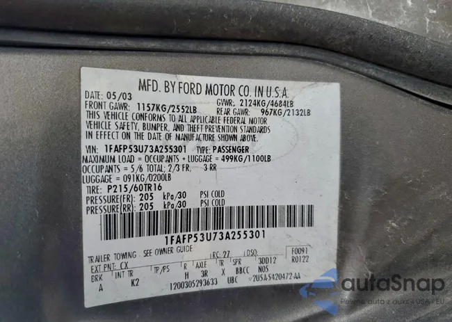 1FAFP53U73A255301: 95529355