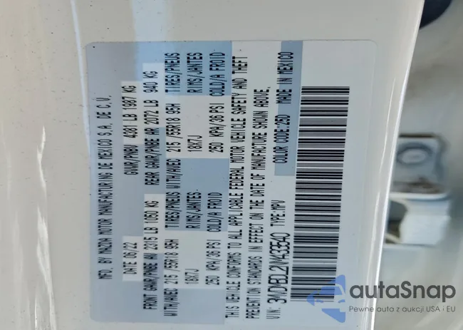 3MVDMBDL2NM433540: 96386625