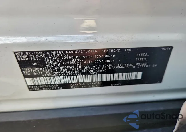 4T3B6RFV2RU175146: 96708915