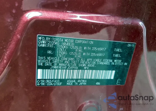 JTMRFREV4FJ049946: 95613995