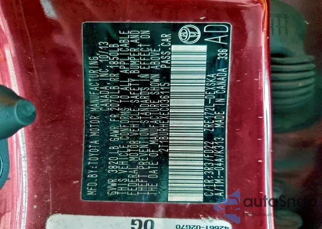 2T1BURHEXEC036115: 96445775