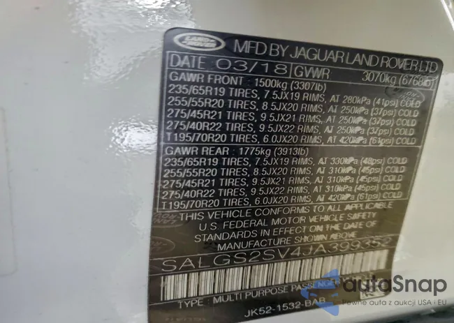 SALGS2SV4JA399352: 94769365