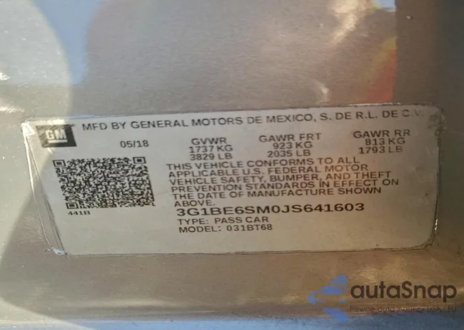 3G1BE6SM0JS641603: 96500805