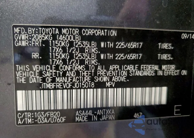 JTMBFREV0FJ015018: 94672045