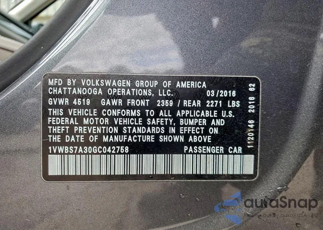 1VWBS7A30GC042758: 97939775