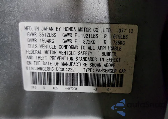 JHMGE8H51DC004222: 73473005