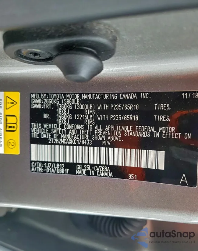 2T2BZMCAXKC178433: 97010935