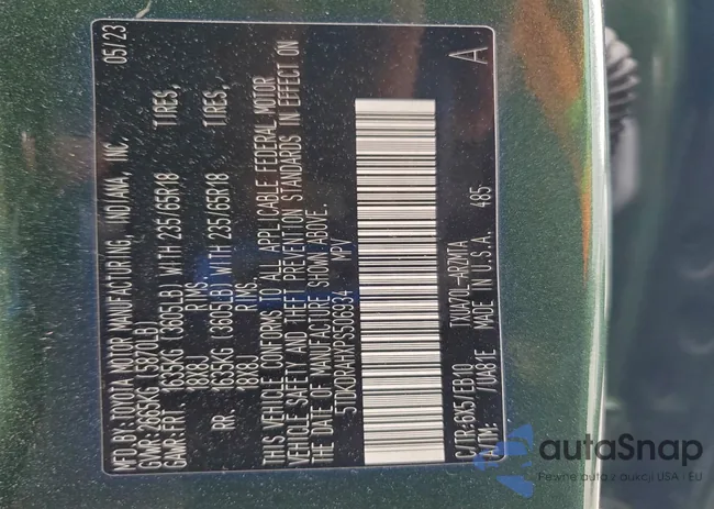 5TDKDRAHXPS506934: 96633235