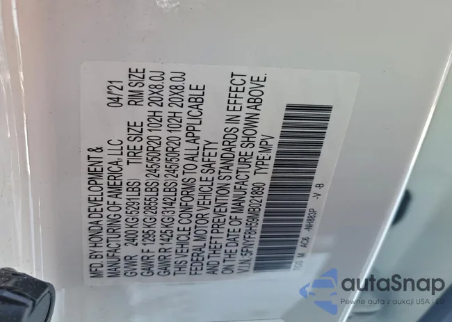 5FNYF8H59MB021890: 97288115