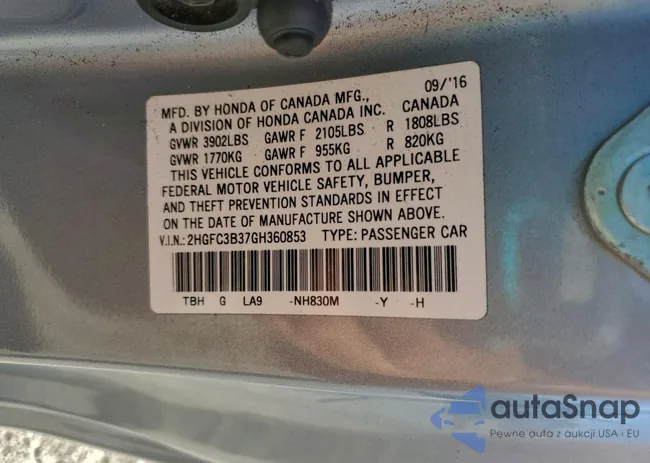 2HGFC3B37GH360853: 96560385