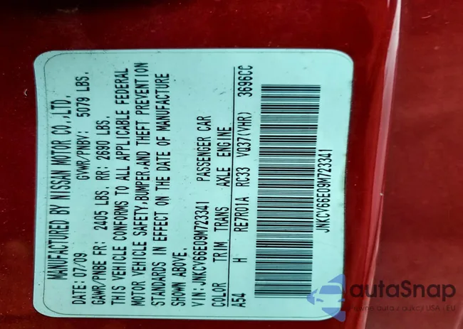 JNKCV66E09M723341: 94768145