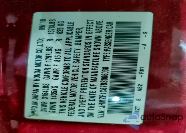 JHMZF1C67BS006038: 97790345