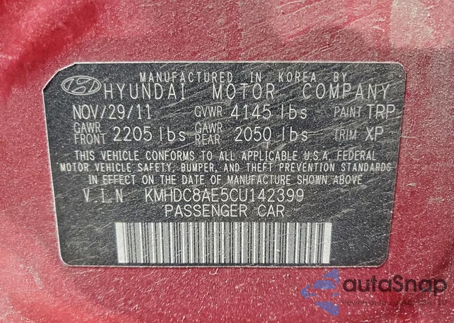 KMHDC8AE5CU142399: 95402215