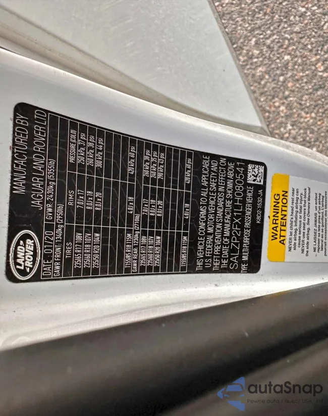 SALZP2FX1LH080541: 98213905