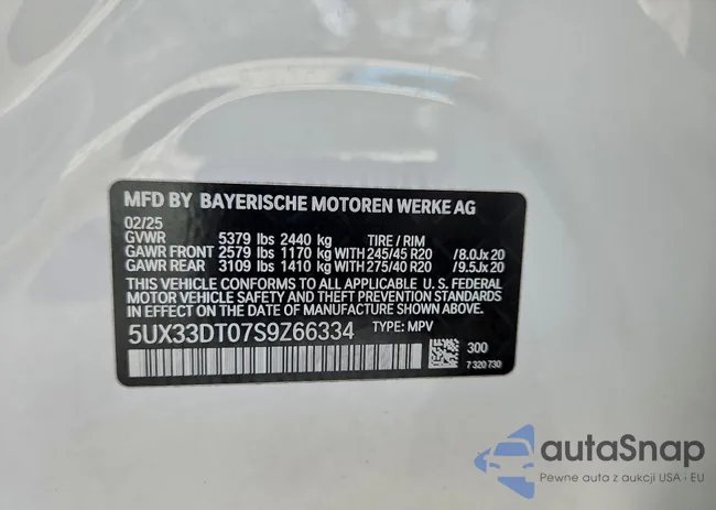 5UX33DT07S9Z66334: 99121405