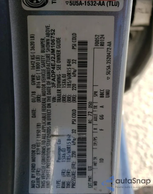 3FADP4EJ2JM106752: 68971124