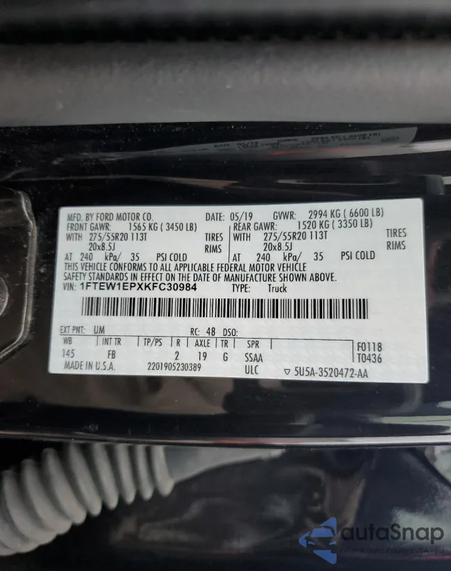 1FTEW1EPXKFC30984: 78699213