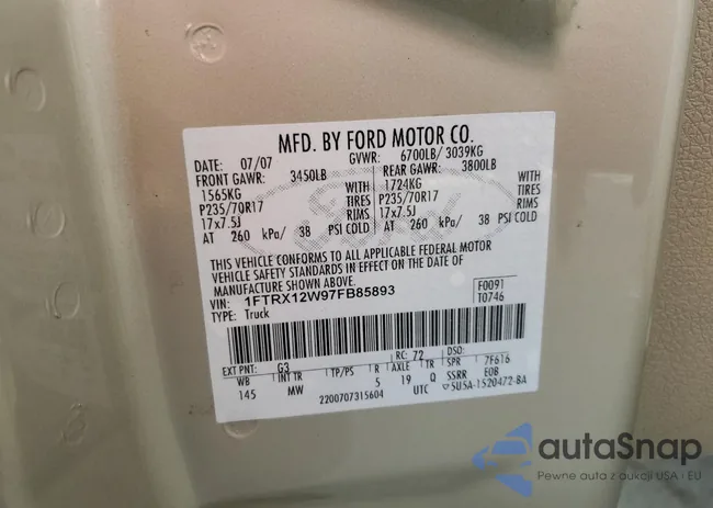 1FTRX12W97FB85893: 40658594