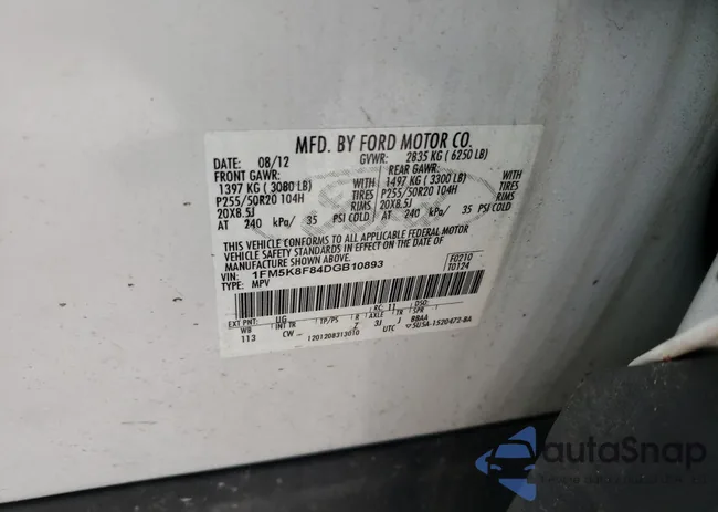 1FM5K8F84DGB10893: 38829624