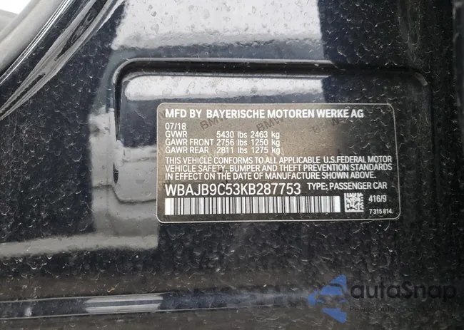 WBAJB9C53KB287753: 40249404